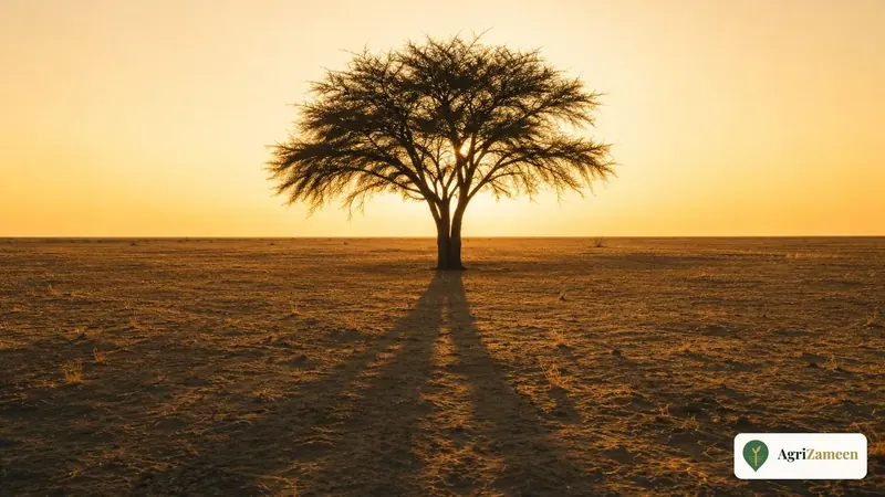A thorn tree on dry farmland