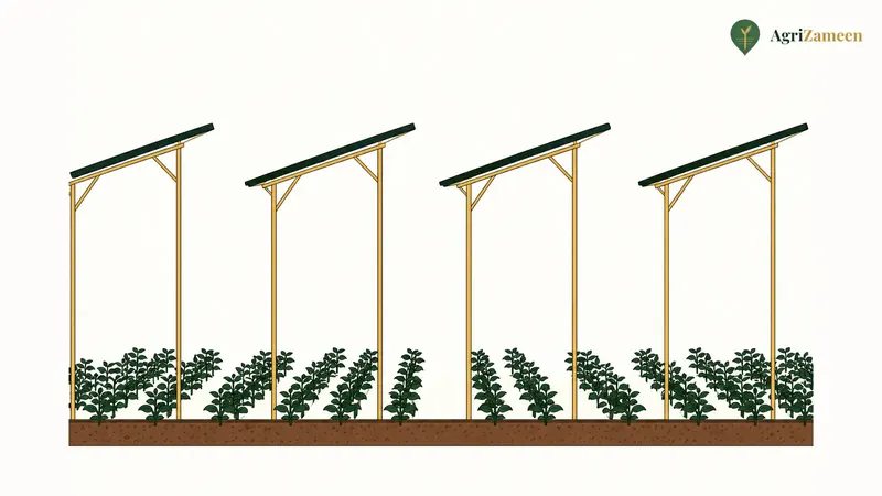 Solar panels raised above growing crops